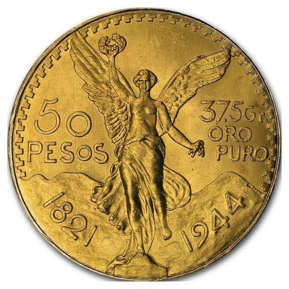 50 Pesos BU 1944 Mexican Gold Coin, 1.2057 oz