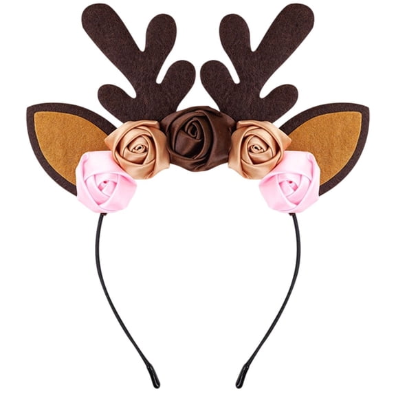 Yvsxxv Plush Deer Antlers Fascinator Headband, Soft Whimsical Hair Accessory, 9.06x7.87in