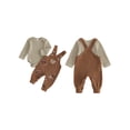thumbnail image 2 of Loicainy Infant Baby Boy Fall Outfit 3 6 12 18 Months Rugby Crew Neck Long Sleeve Romper and Overalls 2Pcs Clothes Set 0-18 Months, 2 of 9