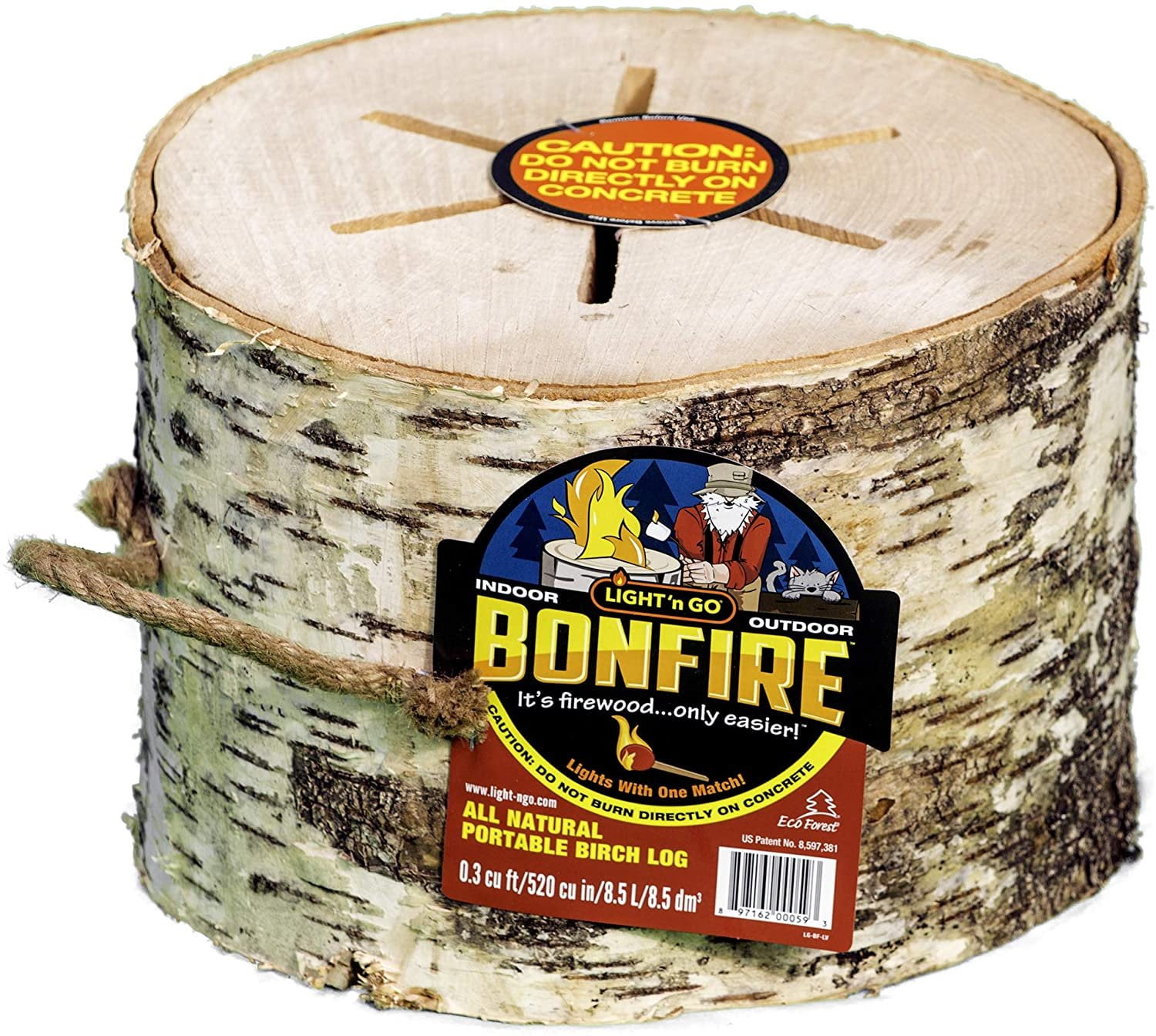 bonfire go outside STR 2枚 LAWANNATURAL Light 'n Go Single Bonfire Log for Indoor Fireplace, Wood