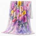 thumbnail image 2 of Pastel Peony Rose and Daisy Watercolor Bouquet, Soft Botanical Floral Art for Flower Lovers, Birthday Gift, Cozy Flannel Blanket for Bedroom and Lounge, Floral Home Decor, 2 of 9