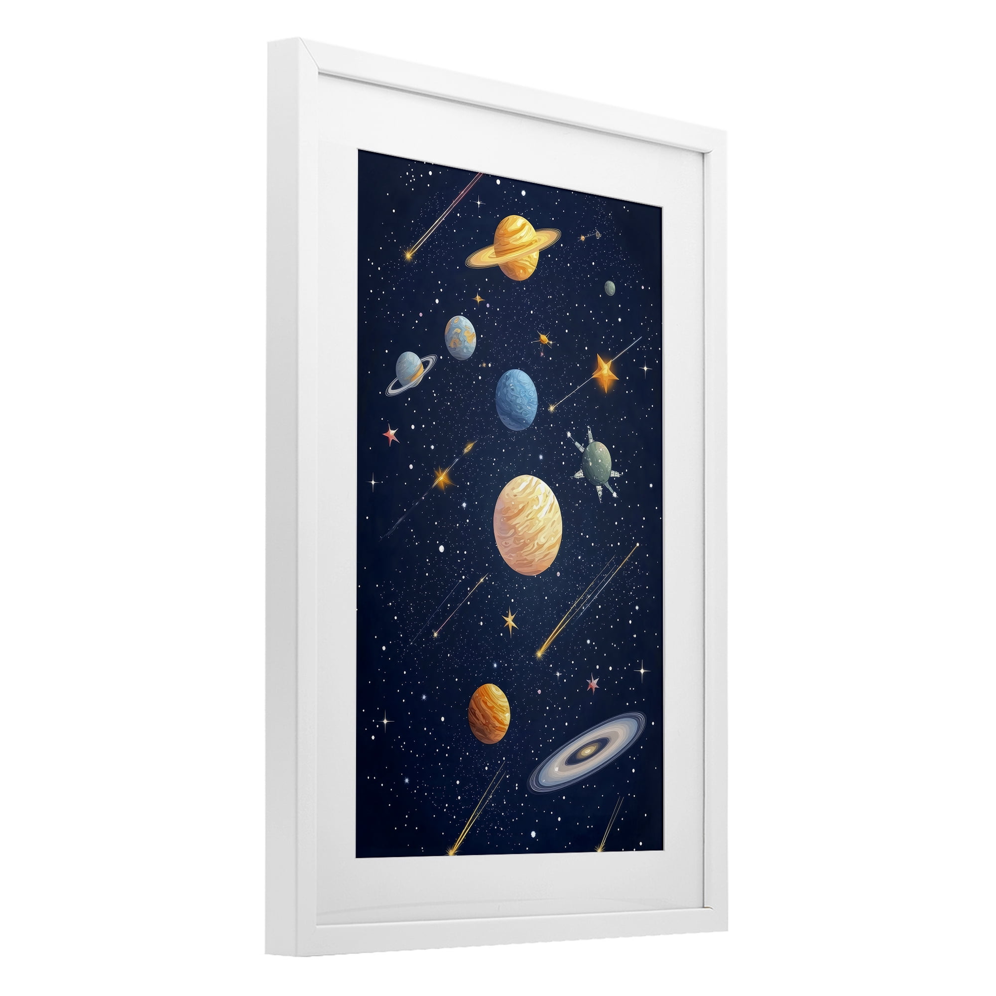 Stupell Industries The Galaxy Composition White Framed Print Under Glass, design by Creative Studio