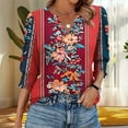 thumbnail image 3 of HomeGardon 3/4 Length Sleeve Womens Tops Summer Tops for Women Casual Printed 3/4 Length Sleeve Smocked Cuffs,S-XXL, 3 of 7