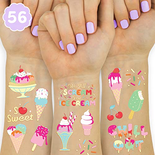 xo, Fetti Ice Cream Birthday Party Temporary Tattoos for Kids 56