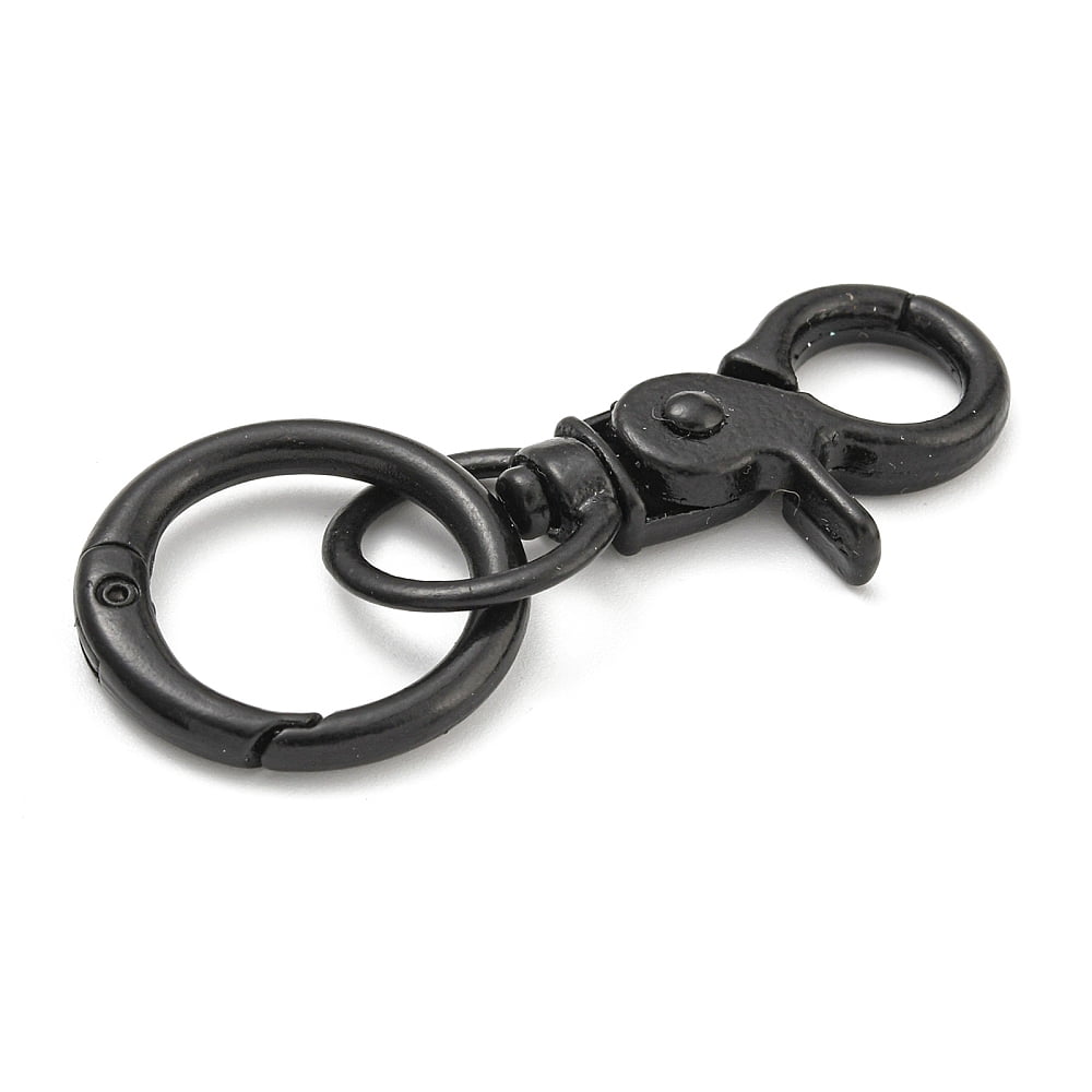 Spray Painted Alloy Split Key Rings Keychain Clasp Findings Black 64.5mm