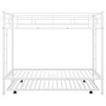 thumbnail image 3 of Euroco Metal Twin Bunk Bed with Trundle, 3 Beds for Kids and Teens, Solid Ladder and Safety Guardrails, White, 3 of 13