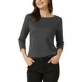 thumbnail image 1 of BLUSA DE CUELLO BARCO DE MUJER CON CUADROS Y MANGAS 3/4 XL GRIS OSCURO, 1 of 6