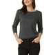 thumbnail image 1 of INSPIRAR CHIC Blusa de Cuello Barco de Cuadros de Manga 3/4 Houndstooth S Gris Oscuro, 1 of 6