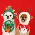 thumbnail image 4 of 1 pieza bufanda con temática navideña, gorro de astas, gorro de árbol de Navidad y babero de toalla de saliva de reno, alce y Papá Noel, adecuado para gatos pequeños, perros y mascotas, gorro, 4 of 5