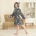 thumbnail image 2 of FORMRS Niños Bathrobe Unisex Hooded Robe Soft Plush Pajamas Sleepwear, Size 2-3T, Floral Raspberry Pattern, 2 of 7