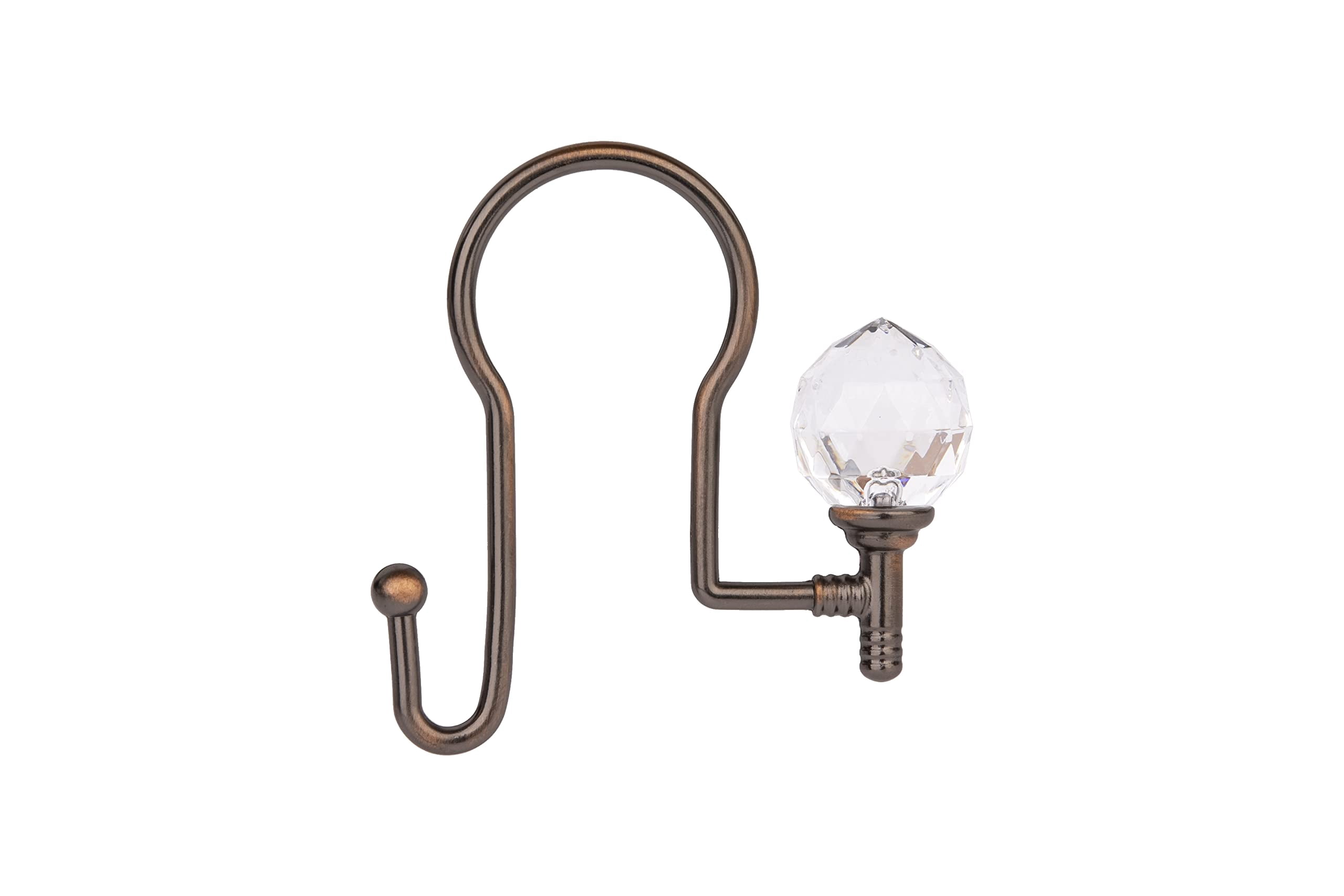 Utopia Alley Shower Hooks - Double Shower Curtain Rings for Bathroom - Rust Proof Shower Curtain Hooks for Shower Curtain - Shower Curtain Rings with Crystal Design - Set of 12, Oil Rubbed Bronze