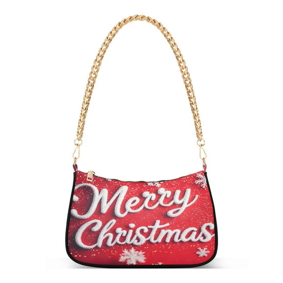 Ryvnso Snoflake Merry Chritsmas Womens Chain Shoulder Bag Tote Handbags Clutch Hobo Purse with Zipper for Travel