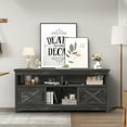 thumbnail image 2 of Dextrus Buffet Cabinet, 59" Farmhouse Storage Sideboard with Barn Door for Home Dinning Living Room, Rustic Gray, 2 of 8