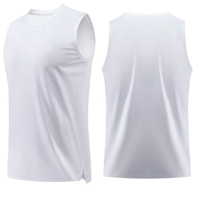 Camiseta sin mangas de cuello redondo para hombre, color liso, transpirable, cuello redondo, sin mangas, chaleco de entrenamiento, blusas, camisas, blusa de poliéster para hombre
