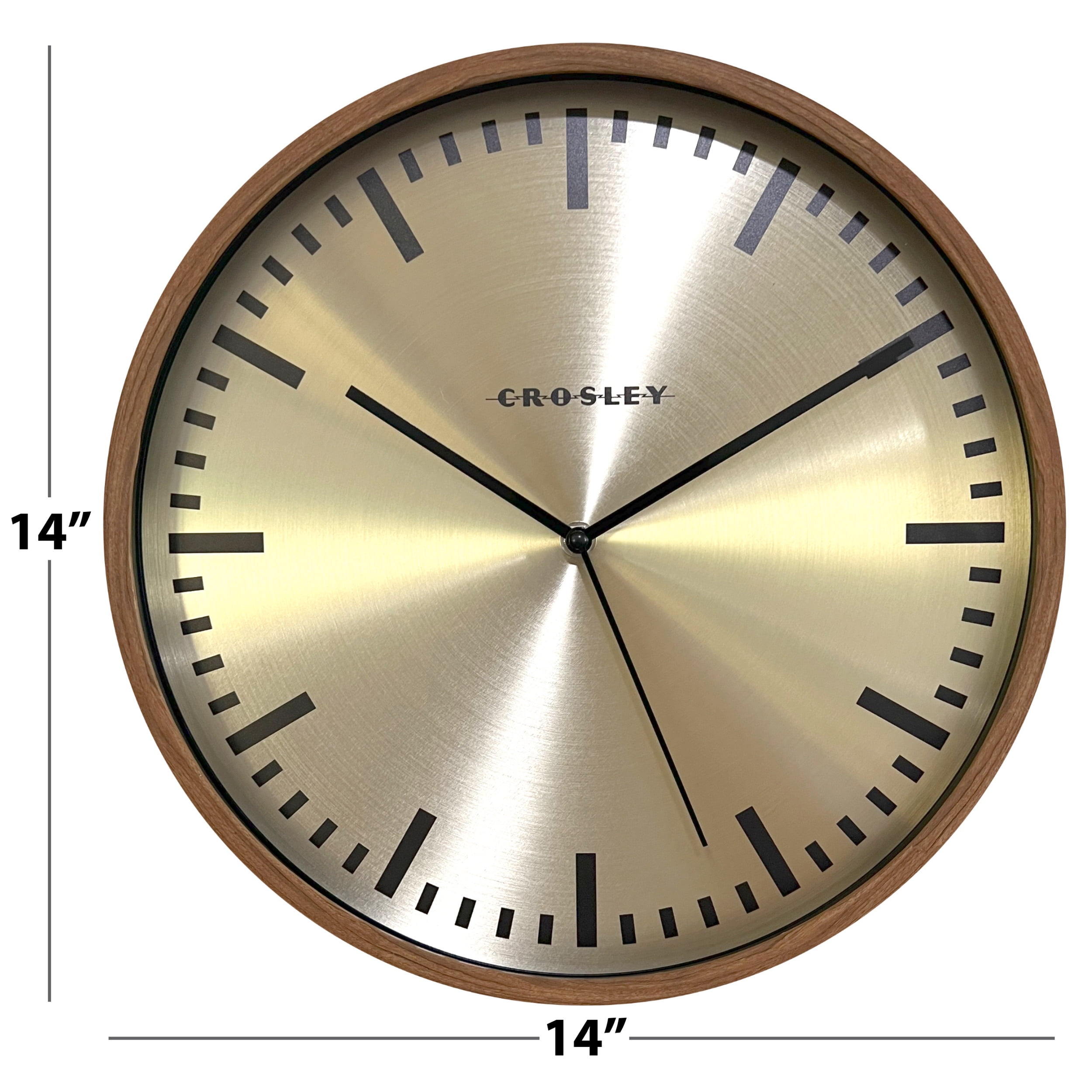 Westclox Elegant 14" Chestnut Woodgrain Wall Clock with Gold Dial – Classic Home Décor