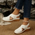 thumbnail image 3 of Wedge Sandals for Women Closed Toe Hollow out Fashion Gladiator Summer Beach Orthopedic Shoes with Hook and Loop White Size 8.5, 3 of 8
