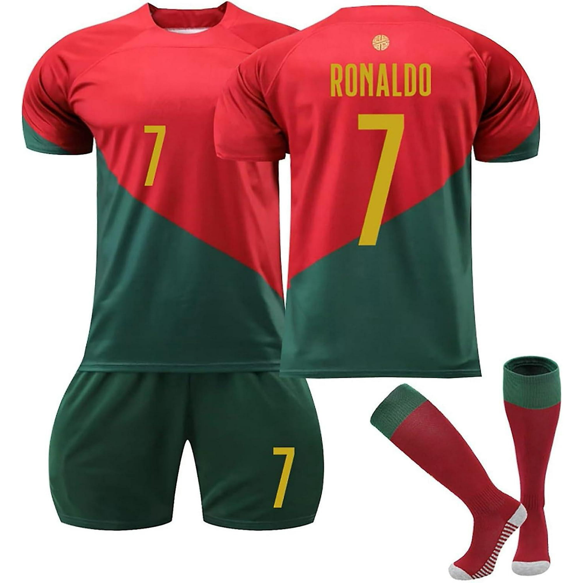 Portugal Ronaldo Football Kit for Kids No.7 Football Training Set T shirts Shorts and Socks 2024 Portugal Outdoor Sportswear Soccer Tracksuit for boy Walmart