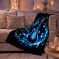 thumbnail image 6 of Blue Electric Guitar with Music Notes, Energetic Graphic Style for Guitar Lovers, Neon Sound Swirl and Father's Day Gift, Cozy Flannel Blanket for Music Room and Bedroom, Home Decor, 6 of 8