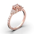 thumbnail image 3 of Beautiful Mid-century 1.25 Carat Round Cut Morganite And Diamond Moissanite Engagement Ring, Wedding Ring in 925 Sterling Silver With 18k Rose Gold Plating, 7 Stone Bridal Ring, Promise Ring, 3 of 3