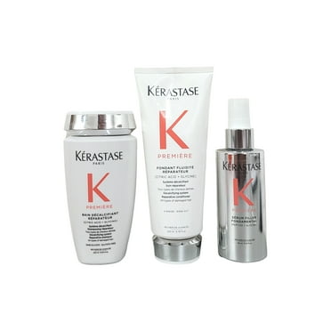 Kerastase TRIO Premiere Sulfate-Free Hair Repair Shampoo 8.5oz, Fondant Fluidite 6.76oz and Serum Filler Fondamental 3.04 oz