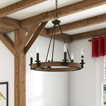 Gracie Oaks Flavio 6 Light Wagon Wheel Chandelier Com