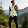 thumbnail image 4 of GrmtClth Mens Tropical Summer Tank Tropical Lobster Lemon Palm Citrus Sleeveless Lightweight Breathable Cruise Vacation Outerwear Accented With Subtle Ocean Graphic Motifs Black S, 4 of 6