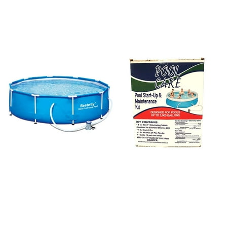 Steel Pro 10ft x 30in Round Frame Above Ground Pool Set & Cleaning Kit (Best Way To Clean Glasses Frames)