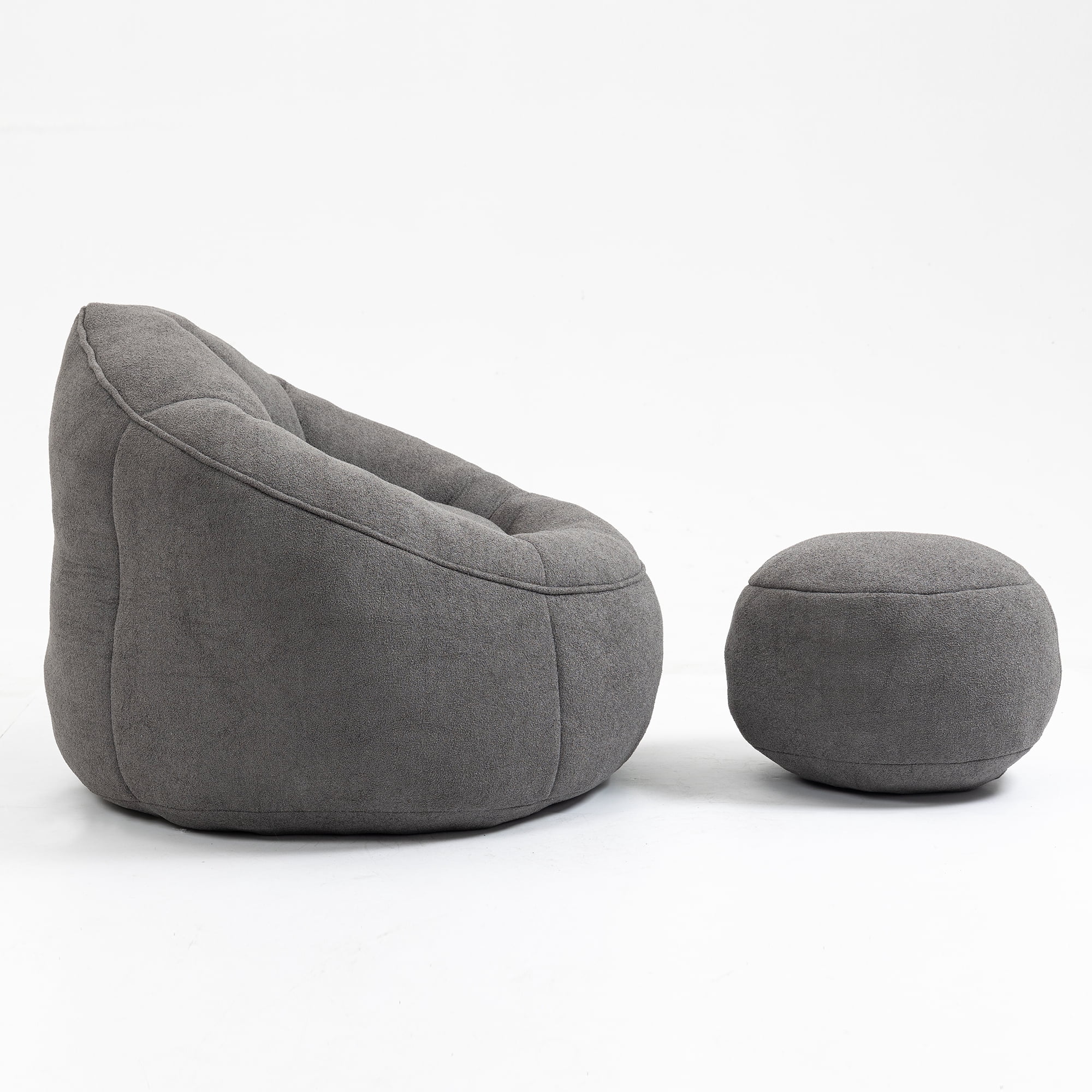 Jopath Bean Bag Chair with Footstool, Lazy Sofa for Adults and Kids, Floor Sofa for Gaming Reading Living Room Bedroom Grey