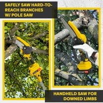 Happydeer Electric Chain Saw, Handheld Chainsaw 2 in 1 Cordless Pole Saw & Mini Chainsaw, 0.9-5.9ft Retractable Extension Pole, 6-inch Brushless High Branch Saw, 2 x 1.5Ah Battery