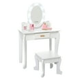 thumbnail image 1 of CazToi Princess Vanity Set Wooden Makeup Table with Lighted Mirror Stool & Storage Drawer, 1 of 19