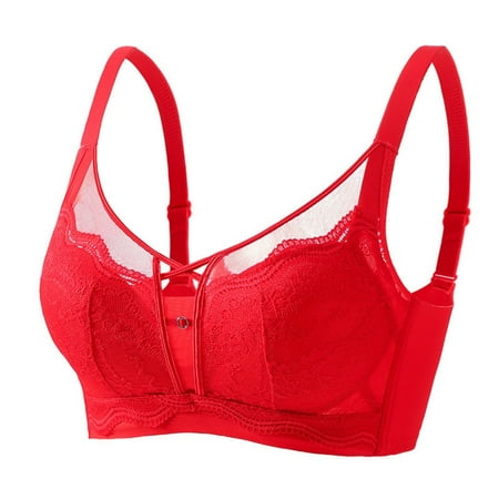 Sheghy Wireless Summer Bra-Plus Size Ice Silk Seamless Comfort Bra/Clearance Bras for Plus Size Women Savings Red