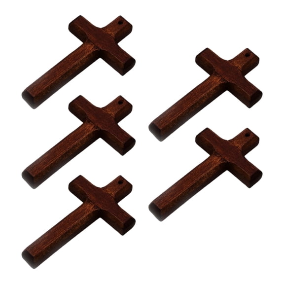 5pcs Wood Cross Pendant Charm Decorative Hangable Pendant Ornament Crafts
