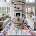 thumbnail image 3 of Non-Slip Rug Pad Rugs Independence Day Trucks Daisy Rectangle Area Rugs 5x7Ft Soft Carpet Pads for Living Room Kids Room, Blue White Plaid, 3 of 9