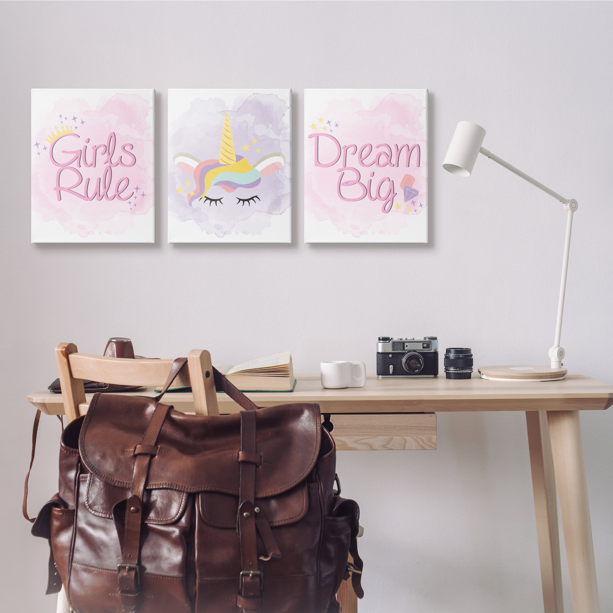 Stupell Indtries Girls Rule Dream Big Star Crown Unicorn,16 x 20,Design by Kim Allen