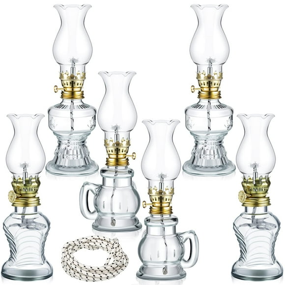 Lámpara de queroseno Yexiya Vintage Glass Rustic Hurricane, 6 unidades