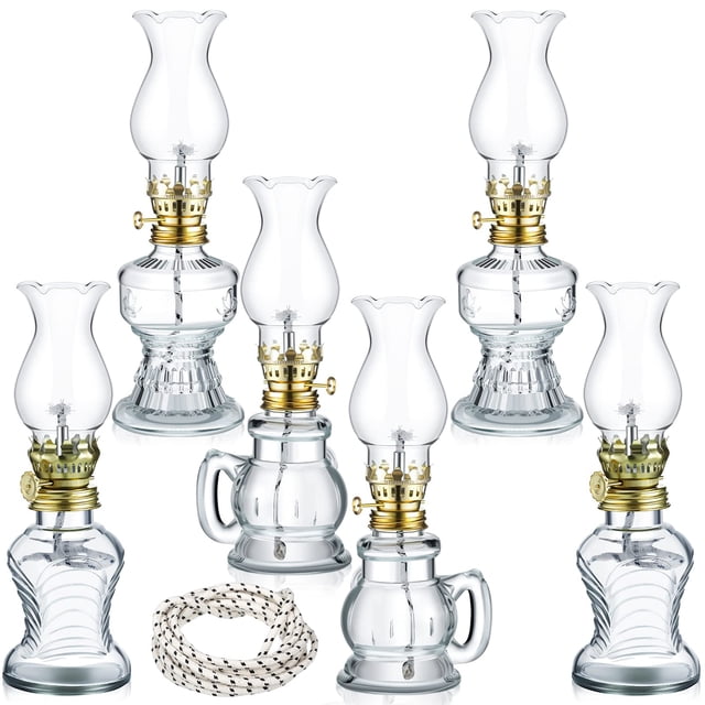 Lámpara de queroseno Yexiya Vintage Glass Rustic Hurricane, 6 unidades