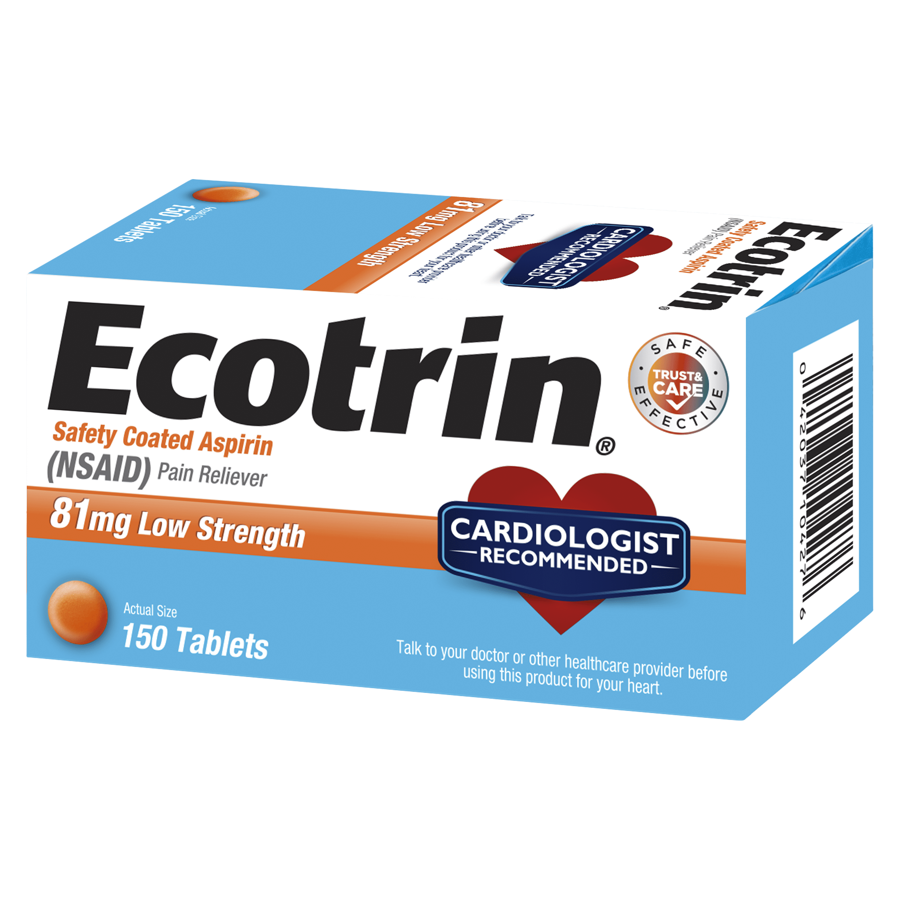 Ecotrin Low Strength Safety Coated Aspirin Nsaid 81mg 150 Count Walmart Com