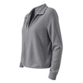 thumbnail image 3 of cocolona Womens Half Zip Pullover Tops Casual Long Sleeve Lapel Shirts Oversized Solid Color Fall Soft Outfits, 3 of 7