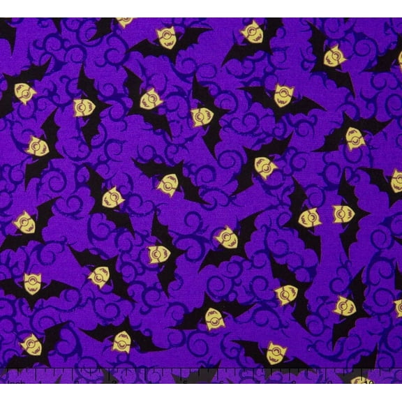 Despicable Me Minions Bite Me Halloween Bats Purple Toss Quilting Treasures 100% Cotton Fabric By The Yard