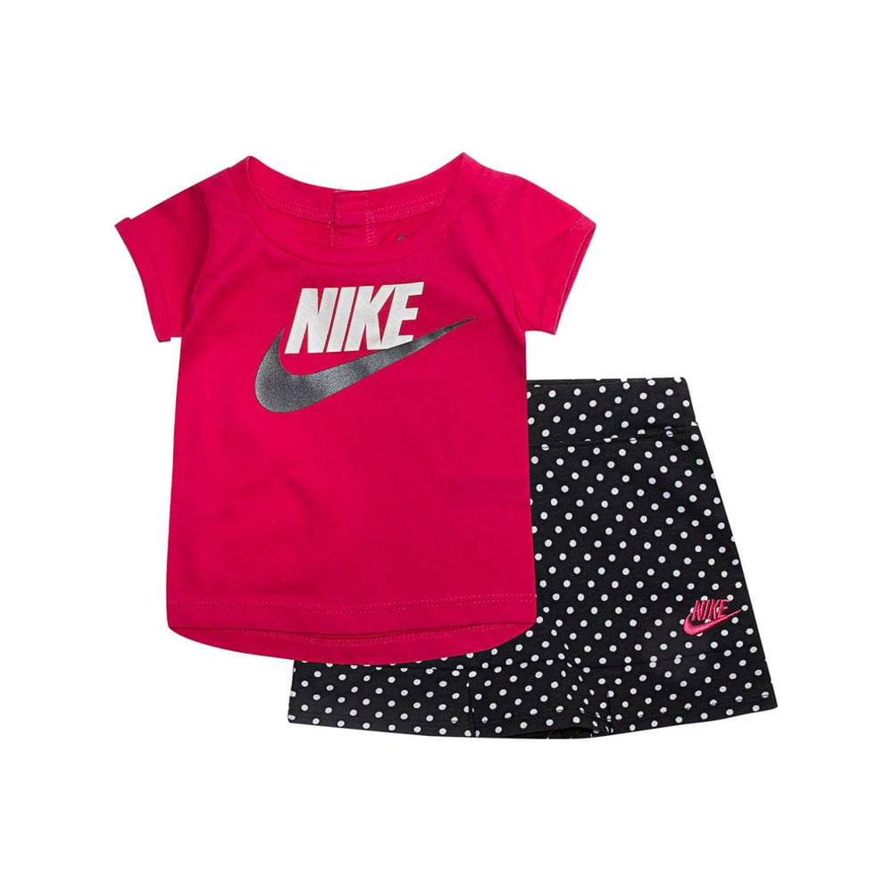Nike Nike Toddler Girls Outfit Hot Pink Swoosh TShirt & Black Dot