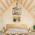 thumbnail image 5 of 4-Light Farmhouse Wood Chandelier Rustic Kitchen Pendant Light Fixture Square Wooden Ceiling Hanging Lighting for Dining Room, Island, Foyer,, 5 of 7