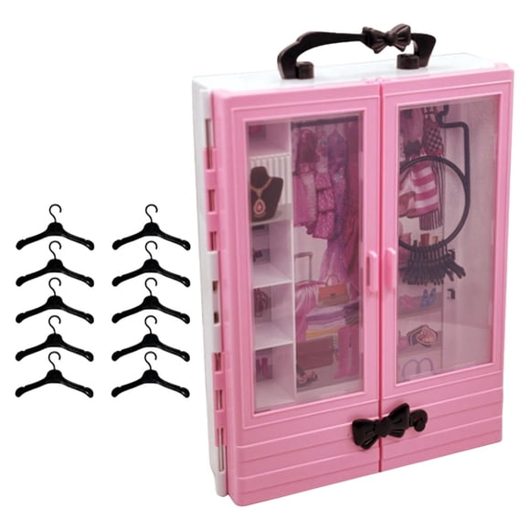 Armario para muñecas, muebles en miniatura con asa, accesorios para casa de muñecas, organizador de ropa resistente con 10 perchas.