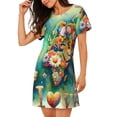thumbnail image 2 of Fuzoiu Colorful World Map Print Women Nightgowns, Soft Comfy Lightweight Short Sleeves Sleepwear,Crew Neck Loungewear, 2 of 6