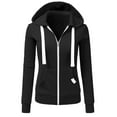 thumbnail image 2 of Womens Clothing Women's Solid Color Sweatshirt Women Fashion Solid Zipper Pocket Sweatshirt Long Sleeve Hooded Coat, 2 of 4