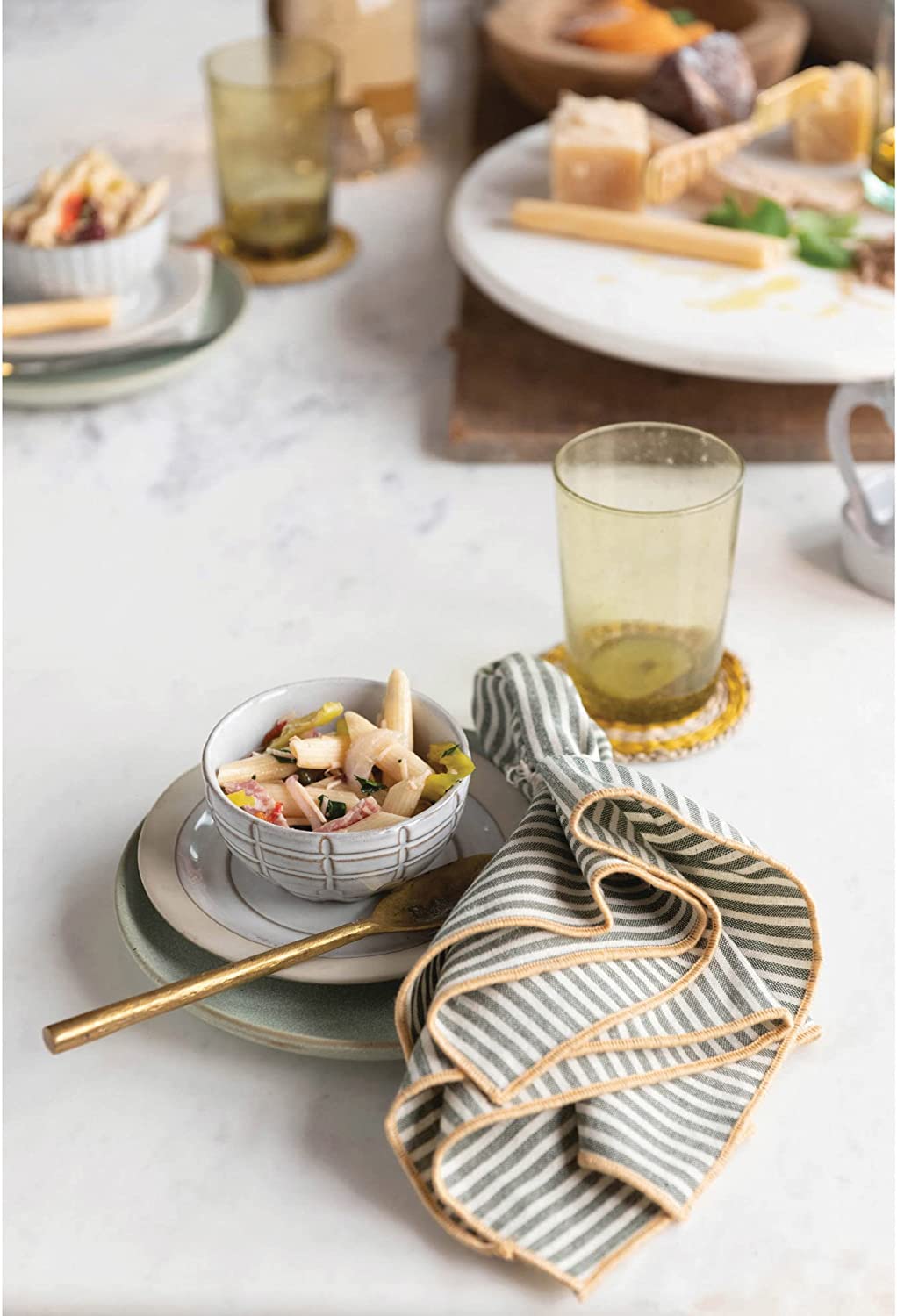 Creative Co-Op Debossed Stoneware Bowl, White, 4 Styles
