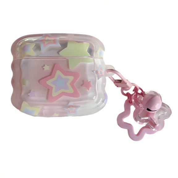 GJX Case for Airpods Pro 2nd Generation,Liquid Silicone Protective Cover for Airpods Pro 2 Case,Pink Star Charm Clear Case for Airpod Pro
