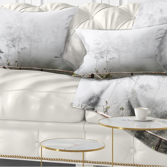 Designart Fogs on Western Ghats Hills - Landscape Printed Throw Pillow - 12x20