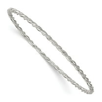 Sterling Silver Polished and Twisted 2.5mm Slip-on Bangle Bracelet