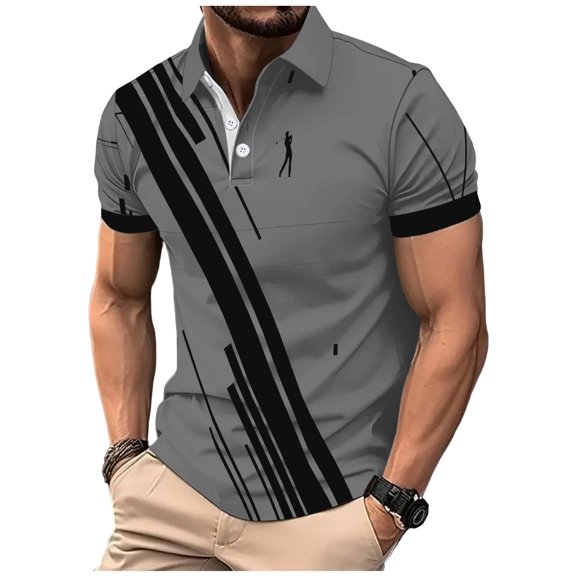COSFO Mens Short Sleeve Polo Shirts Performance Casual Golf Shirt Pullover Collared Mesh Quick Dry Slim Fit Tops