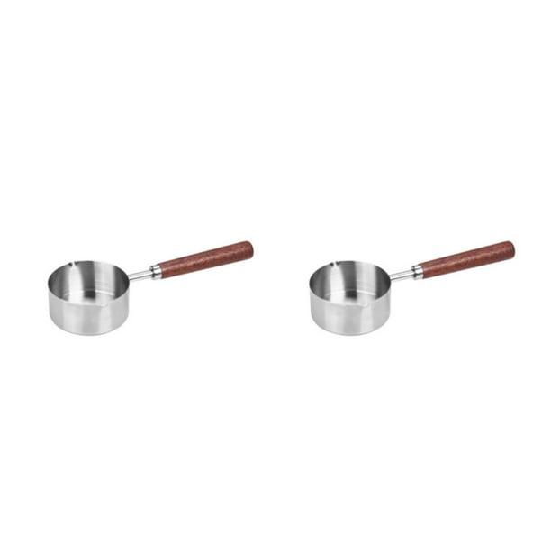 Matsuzay Calentador de mantequilla para ollas de aceite, cacerola de fondo plano de acero inoxidable, salsas de leche para estufa multiusos 125ml 2Conjunto
